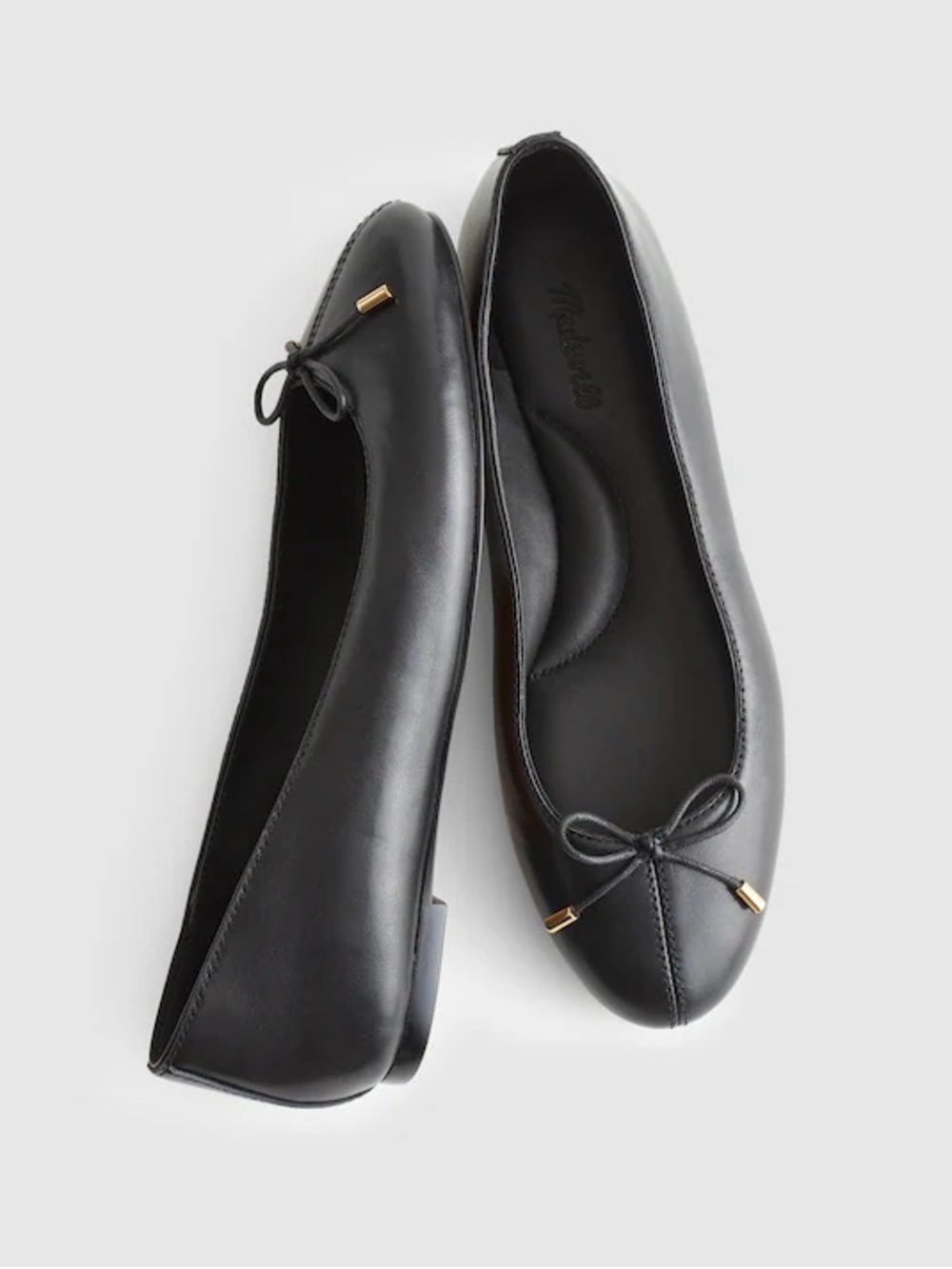 Madewell The Hester Ballet Flat in True Black Leather Size 7